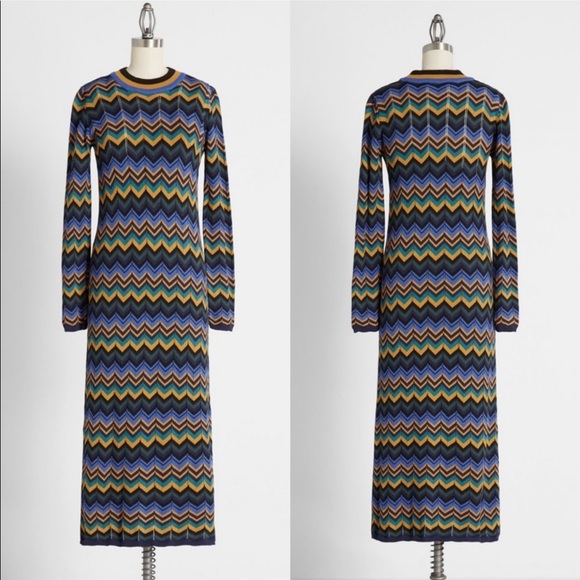 ModCloth NWT Chevron Sweater Dress size L - Picture 1 of 9